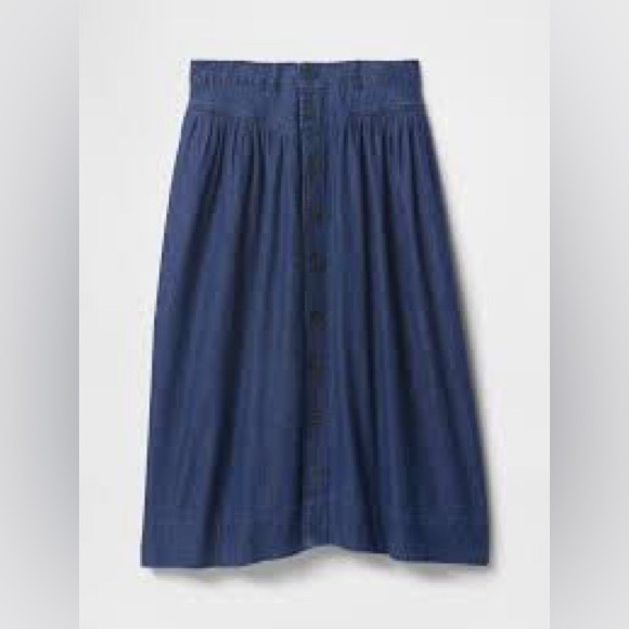 Gap Denim Western Yoke Midi Skirt 12 31 Dark Wash Cottagecore Rodeo Boho pockets - Picture 4 of 11